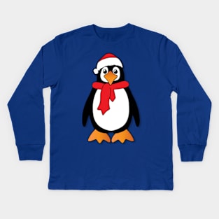 Christmas Penguin Kids Long Sleeve T-Shirt